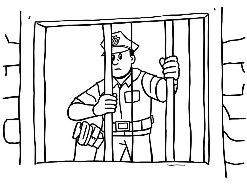 Preview of a policeman putting a robber in jail