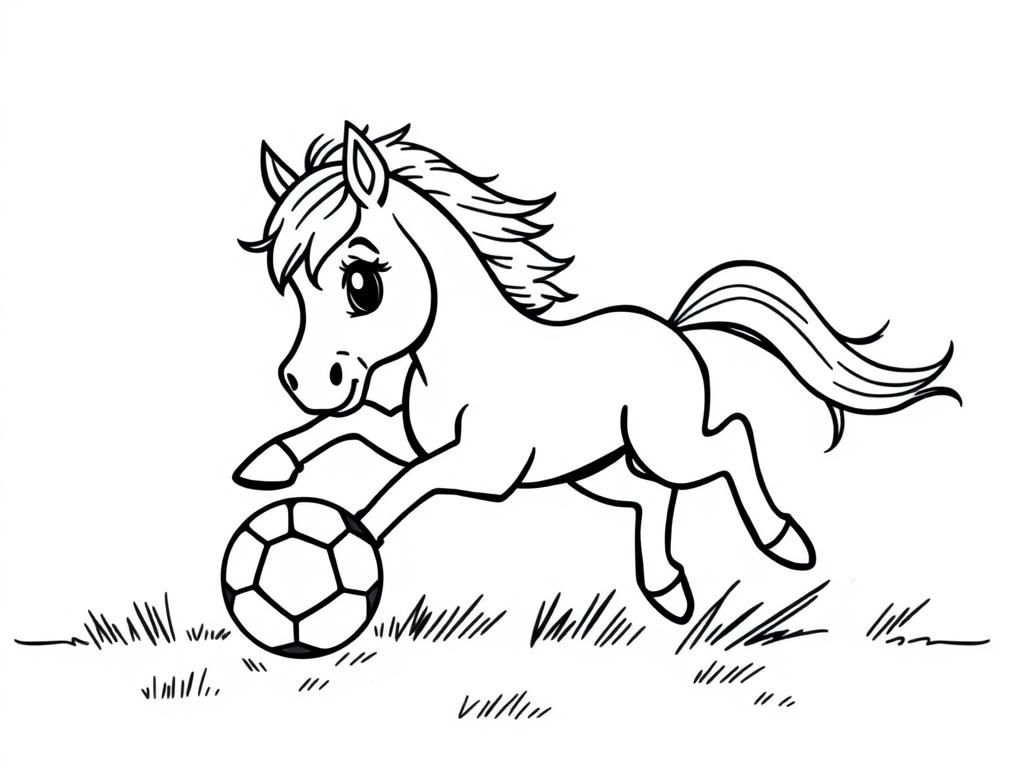Horse Soccer Fun Coloring Page