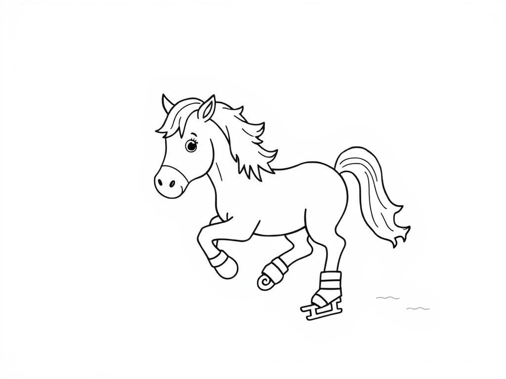 Horse Ice Skating Coloring Page