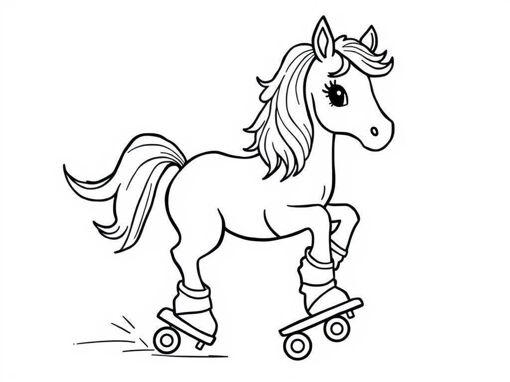 Horse Skateboarding Coloring Page