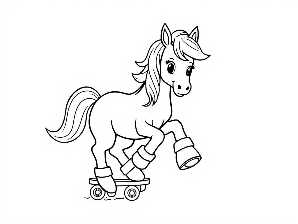 Horse on Roller Skates Coloring Page