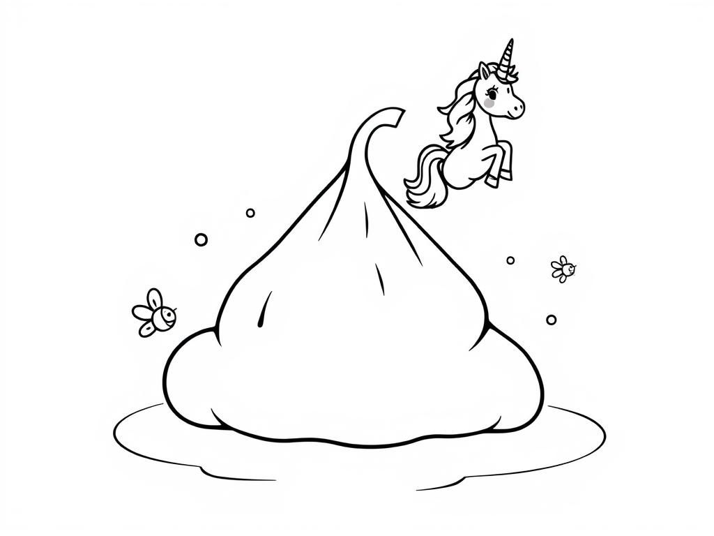 Unicorn on Poop Coloring Page