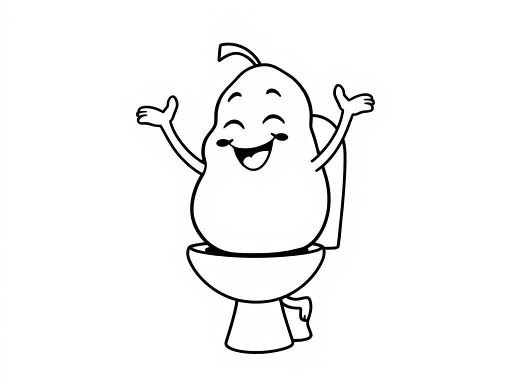 Cartoon Pear on Toilet Coloring Page