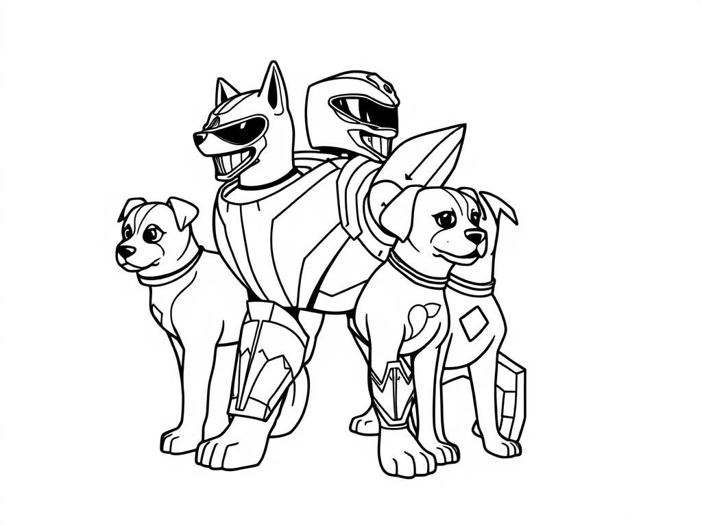 A power rangers zord made of dogs