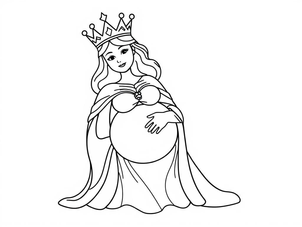 Royal Pregnant Figure Coloring Page