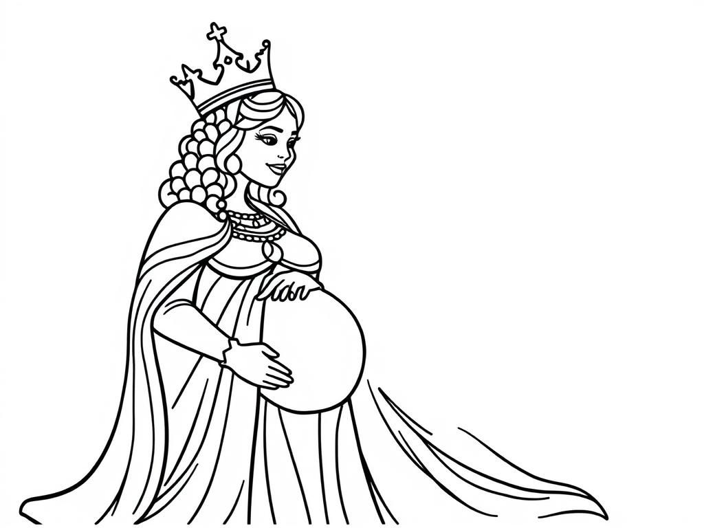 Pregnant Queen Coloring Page - Royal Royal Coloring Page