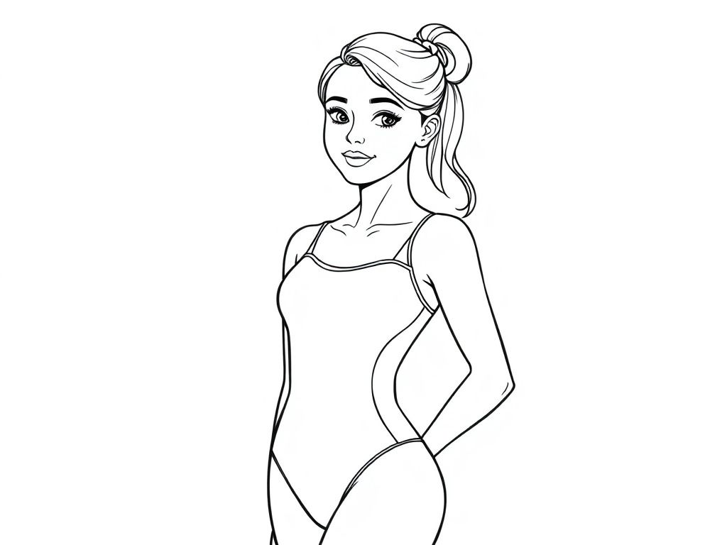 Woman in Swimsuit Coloring Page