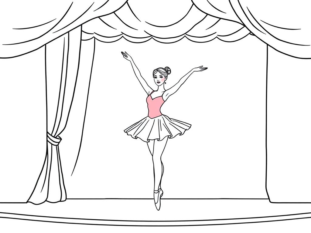 a pretty 17 yr old woman in a pink ballerina on a stage