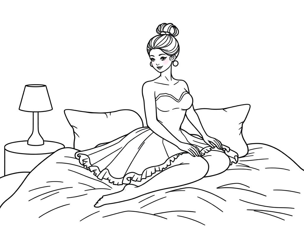 a pretty ballerina woman wearing pink on a bed