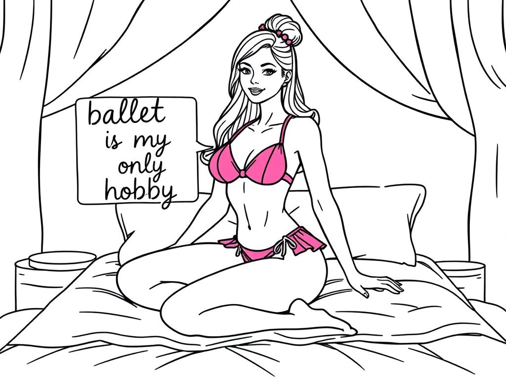 Relaxed Woman in Pink Bikini Coloring Page