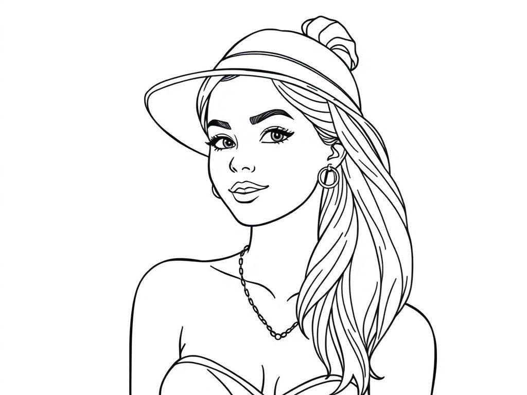 Woman With Hat Coloring Page