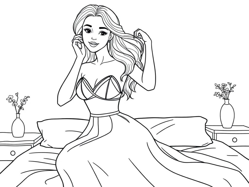 Princess in Bedroom Coloring Page