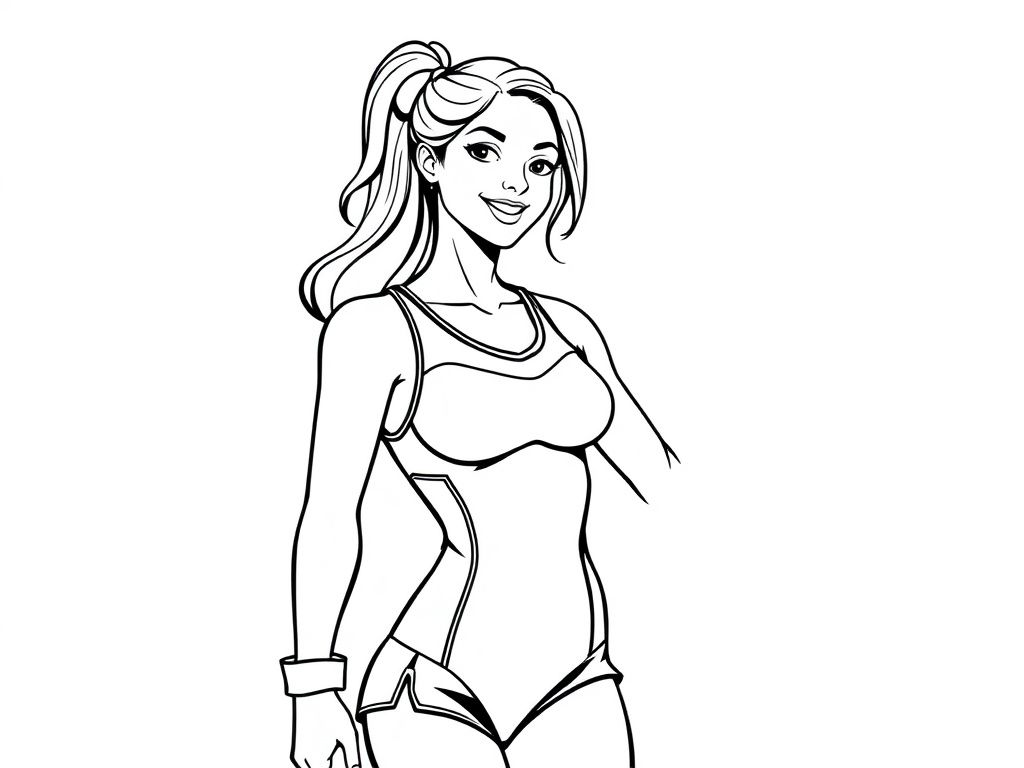 Woman in Swimsuit Coloring Page