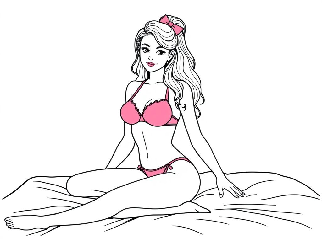 Adult Woman in Lingerie Coloring Page