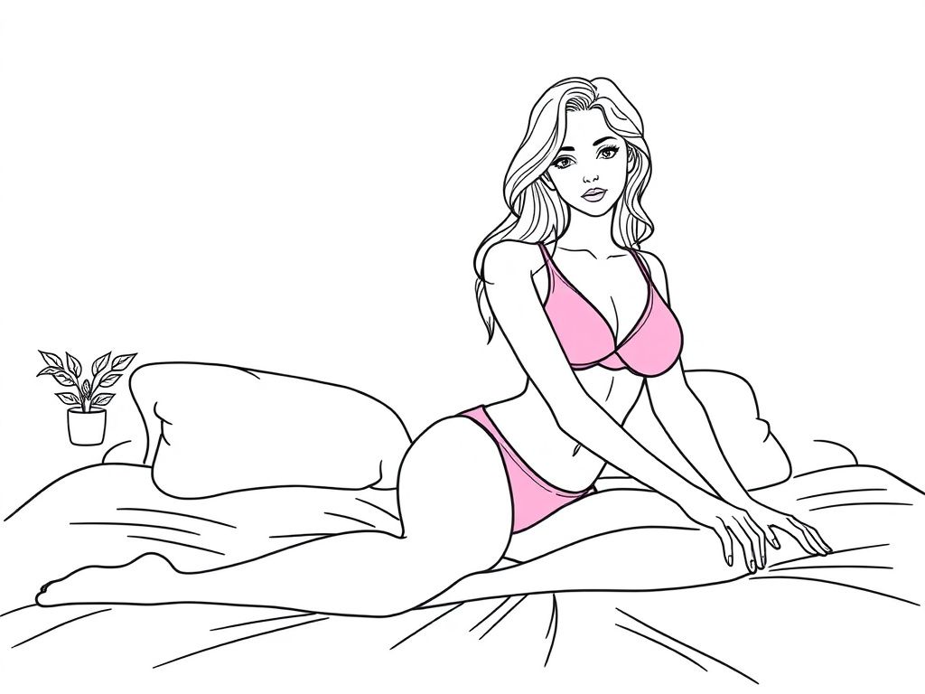 Woman in Lingerie Coloring Page