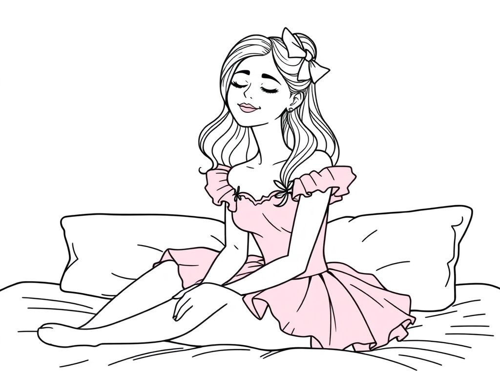 Girl in Pink Dress Coloring Page