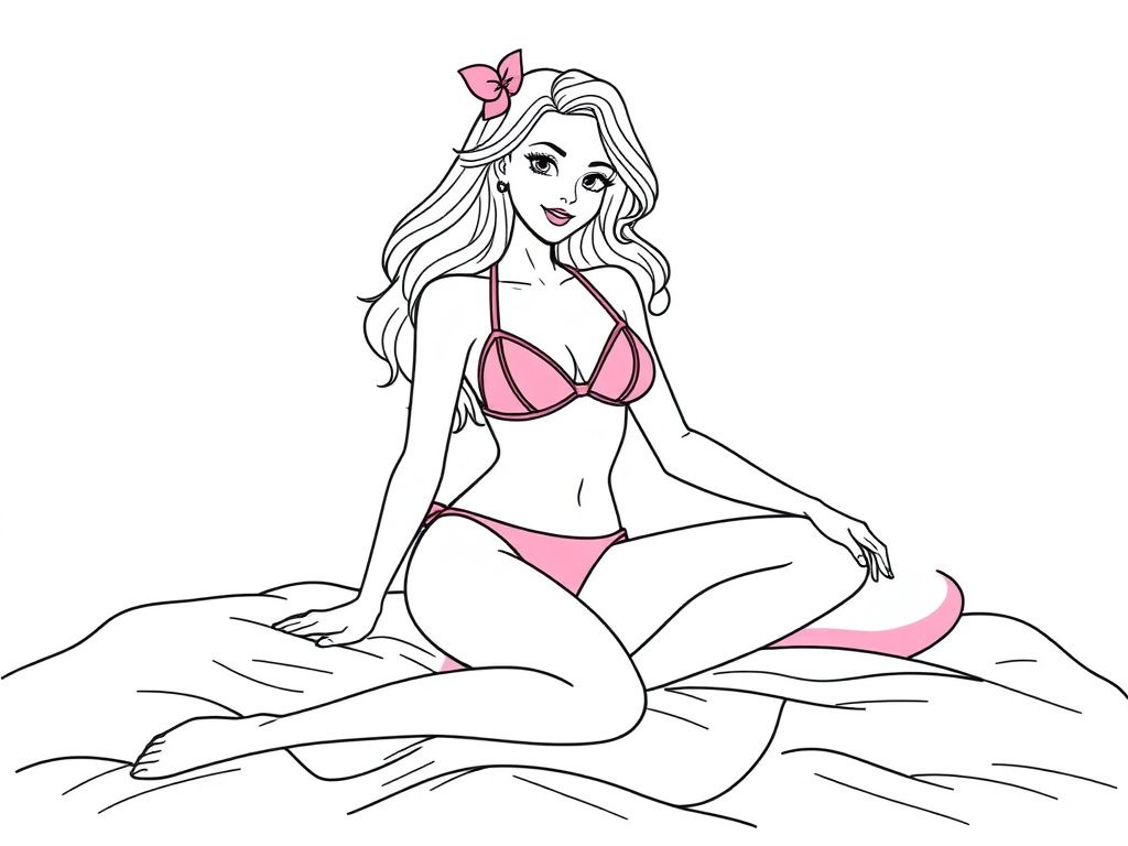 Mermaid in Bikini Coloring Page