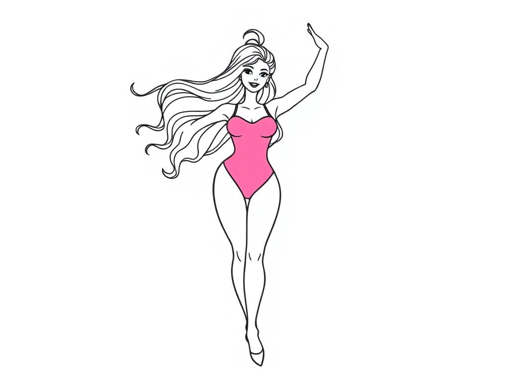 Woman In Swimsuit Coloring Page
