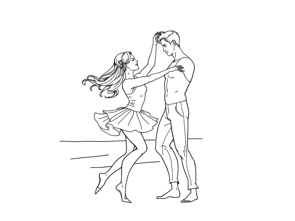 a pretty woman in a pink leotard and tutu dancing with a handsome man on the beach