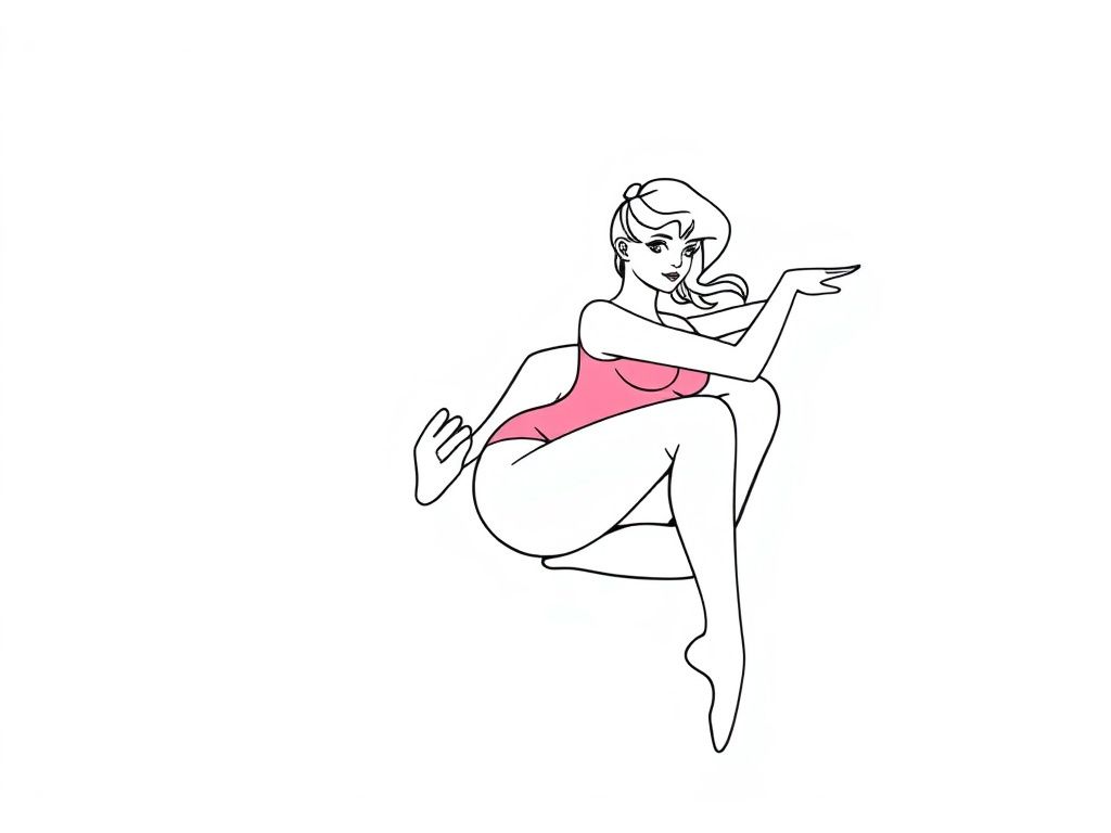 Woman in Pink Swimsuit Coloring Page