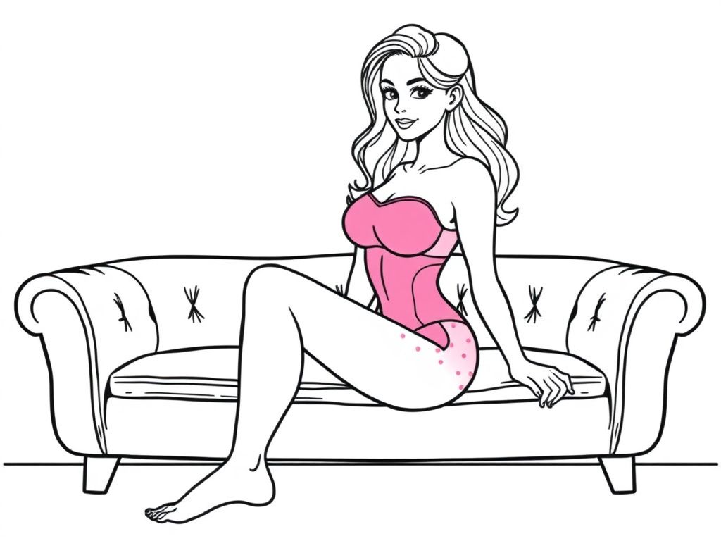 Woman on Couch Coloring Page