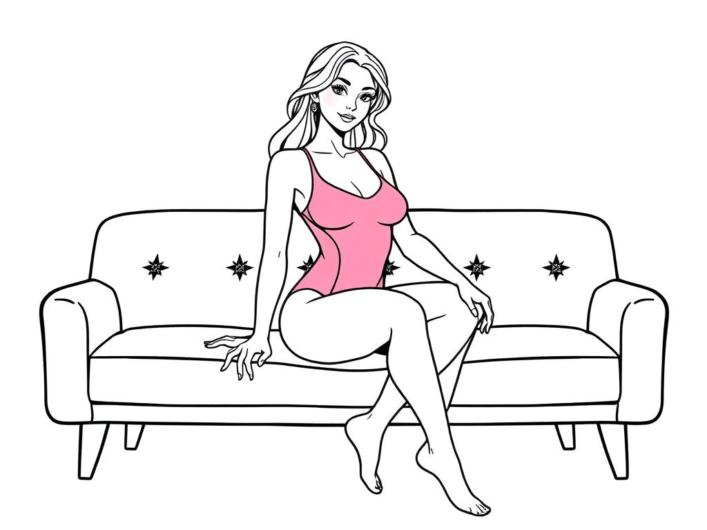 Woman on Couch Coloring Page