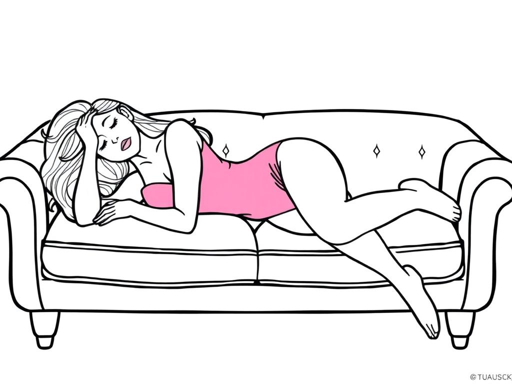 Woman Relaxing on Couch Coloring Page