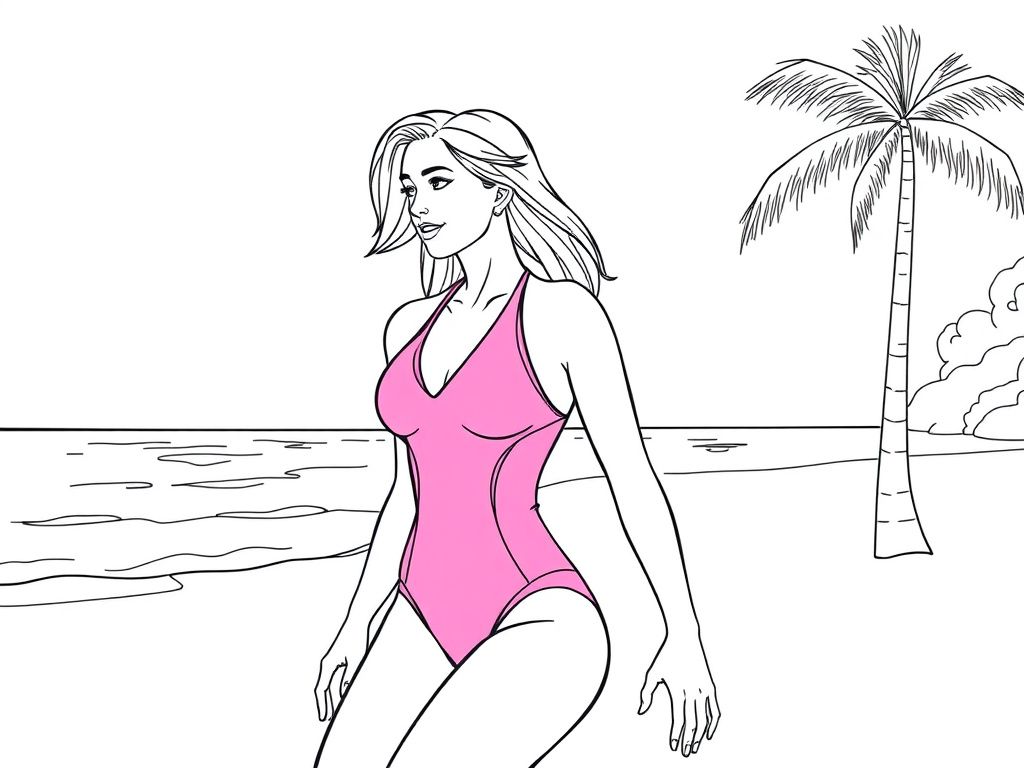 Beach Woman Coloring Page
