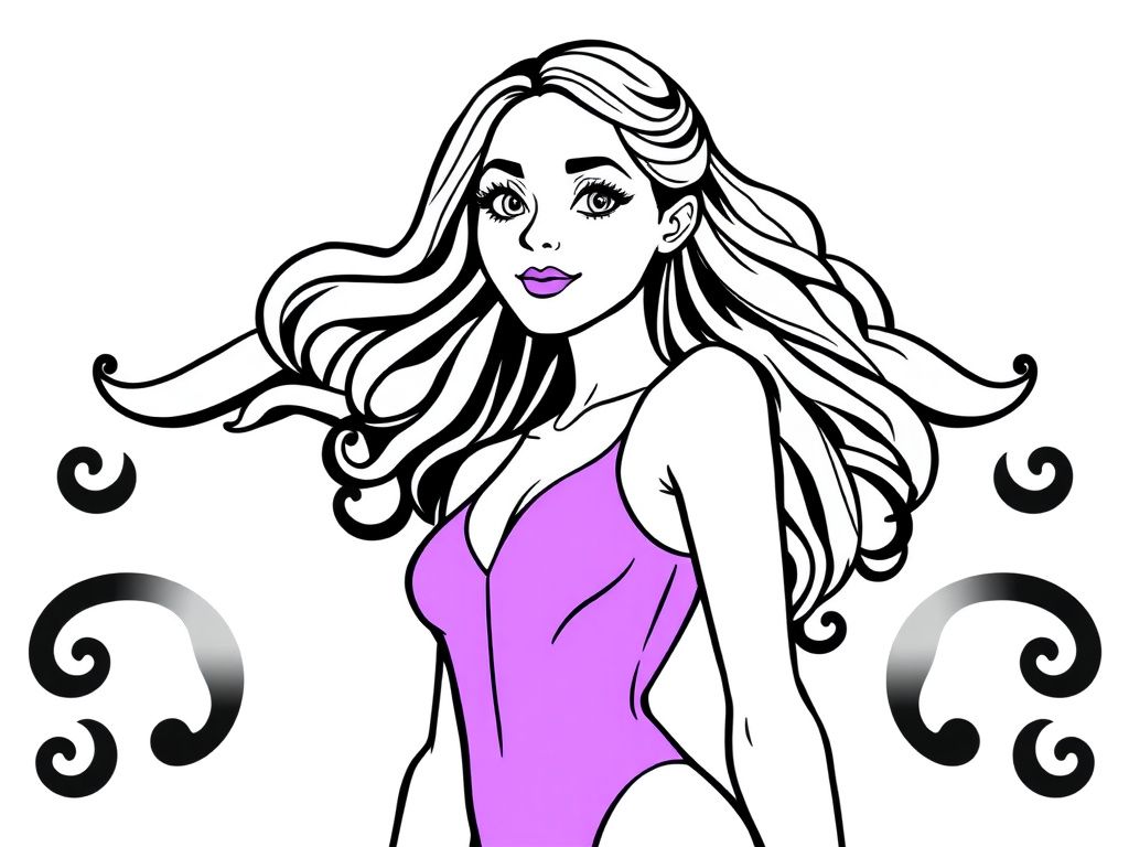 Woman in Swimsuit Coloring Page
