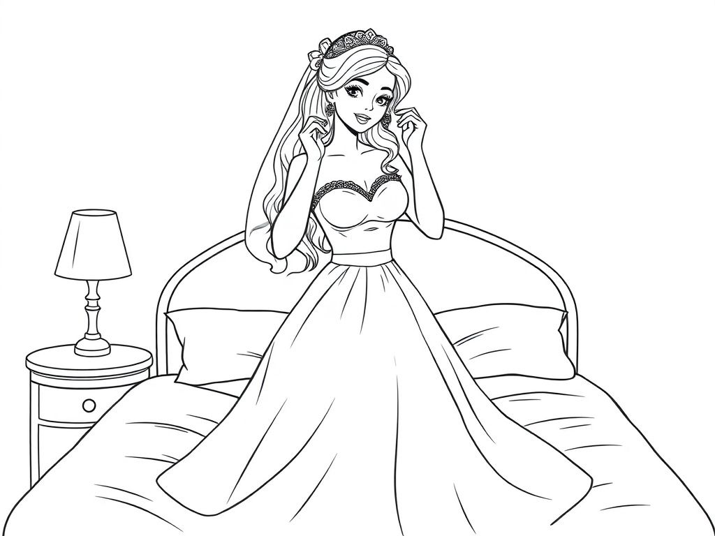Princess Wedding Dress Coloring Page