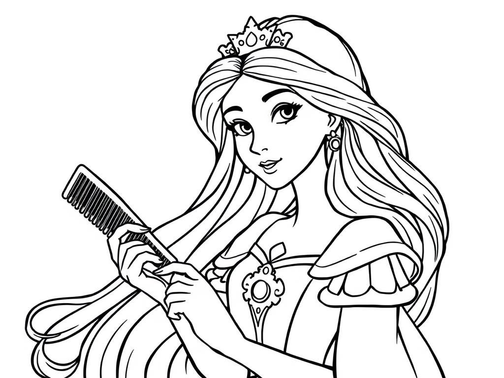 A princes with long hair with a comb in her hand