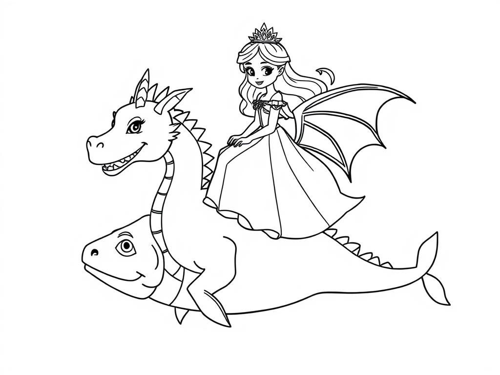 Preview of A princess on a dragon and the dragon is on a fish