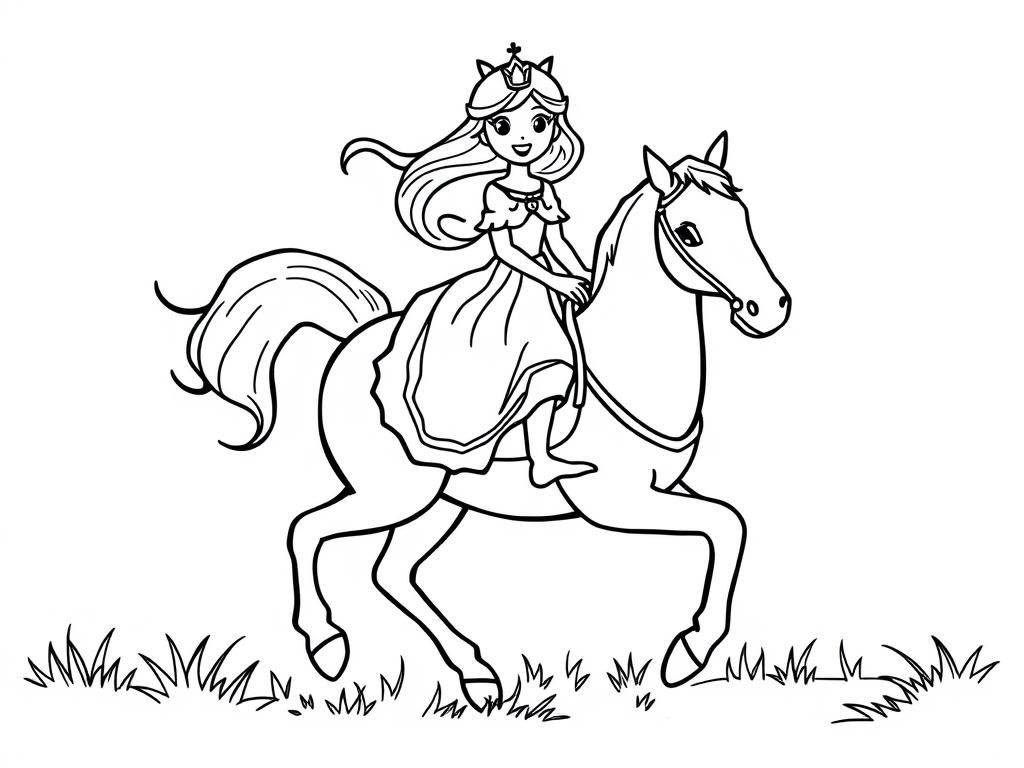 Princess on Horseback Coloring Page