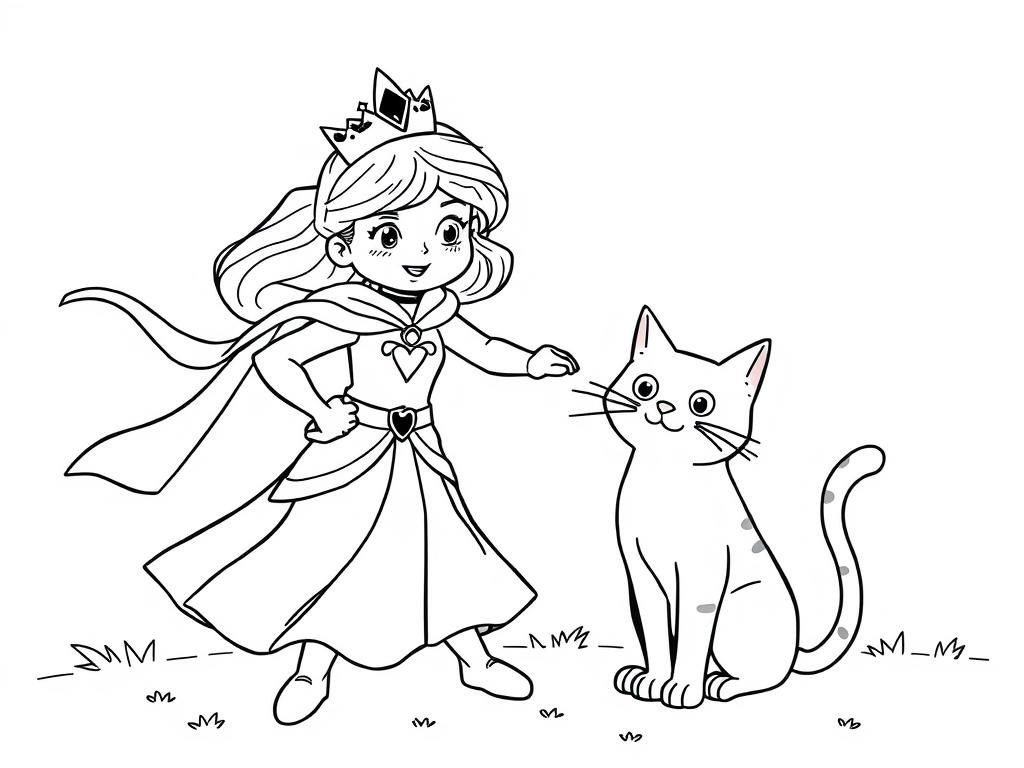 a princess with super powers saving a cat