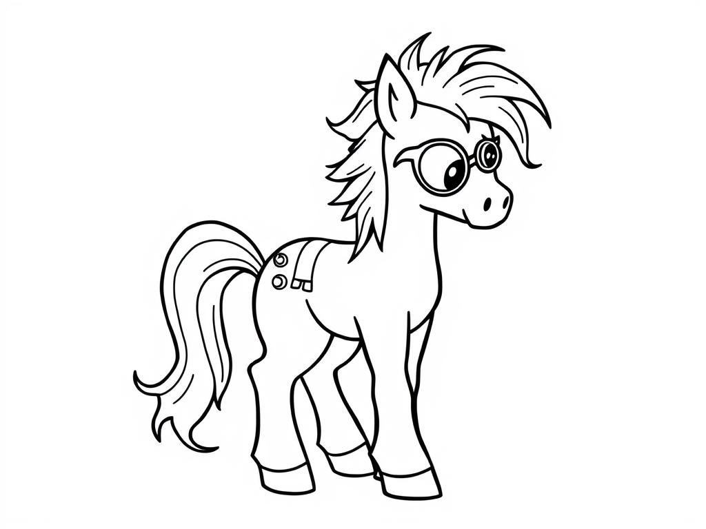 Pony Coloring Page with Glasses