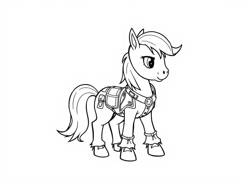 Pony Coloring Page with Saddle and Boots