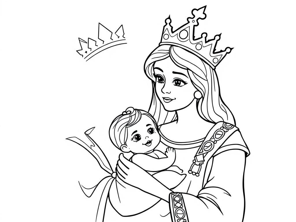 Mother and Baby Coloring Page