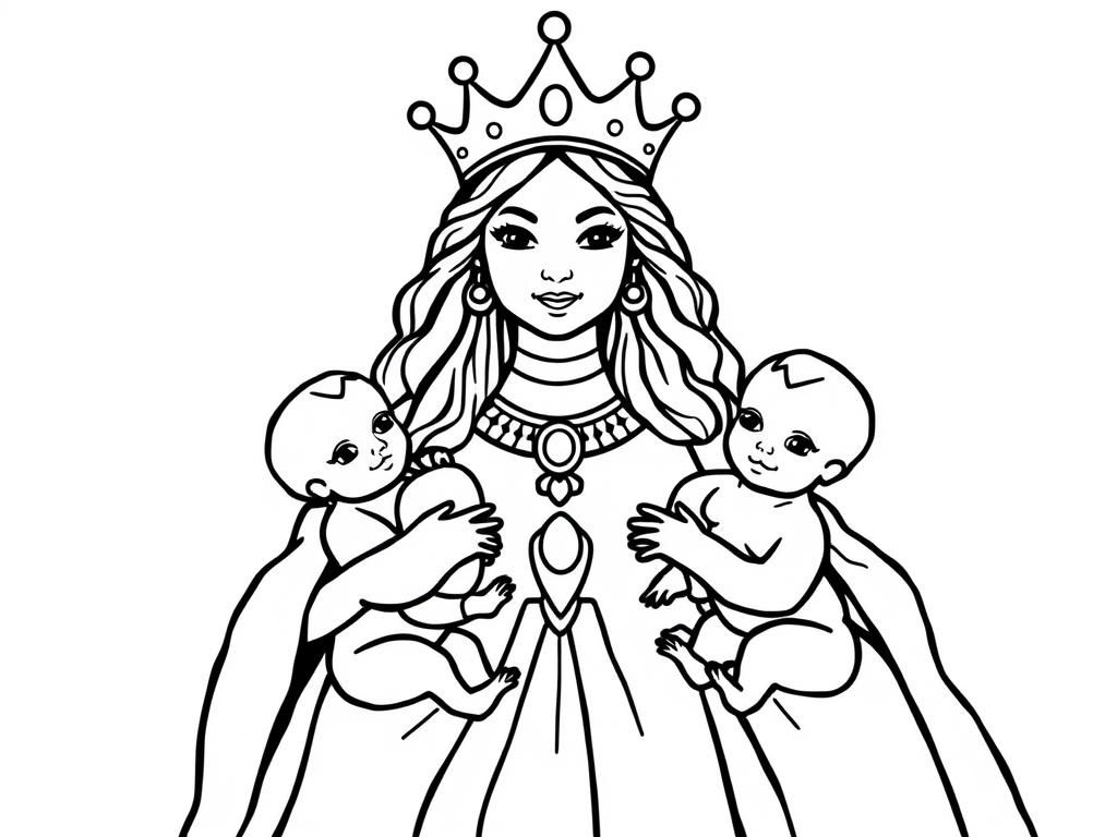 Queen's Royal Twins Coloring Page