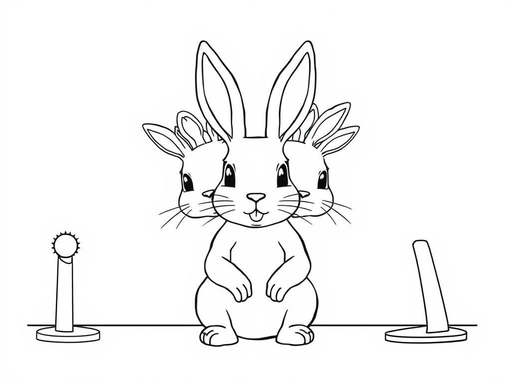 Preview of a rabbit with eight heads sitting in front of a computer