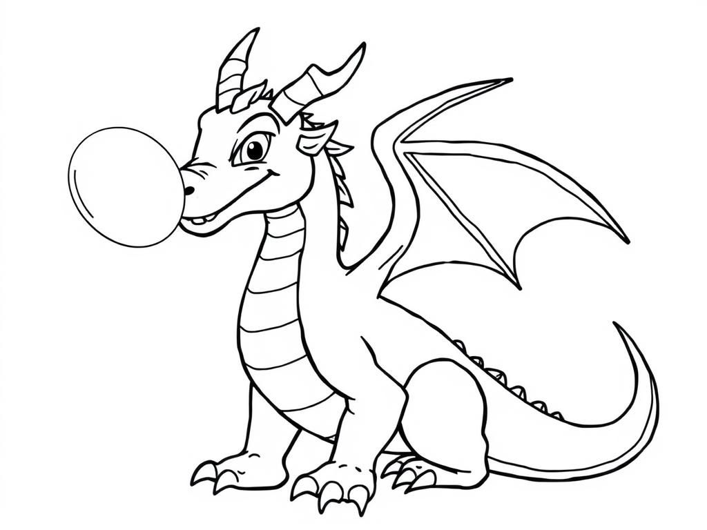 A realistic dragon blowing a bubble wand