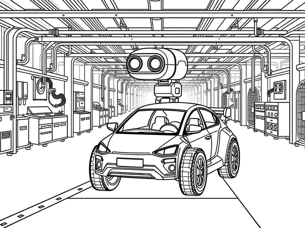 Preview of A robotic factory that produces cars