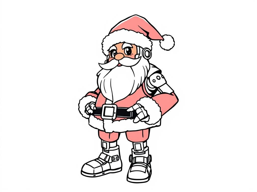 A robotic mechanical Santa Claus - Free Printable Coloring Page
