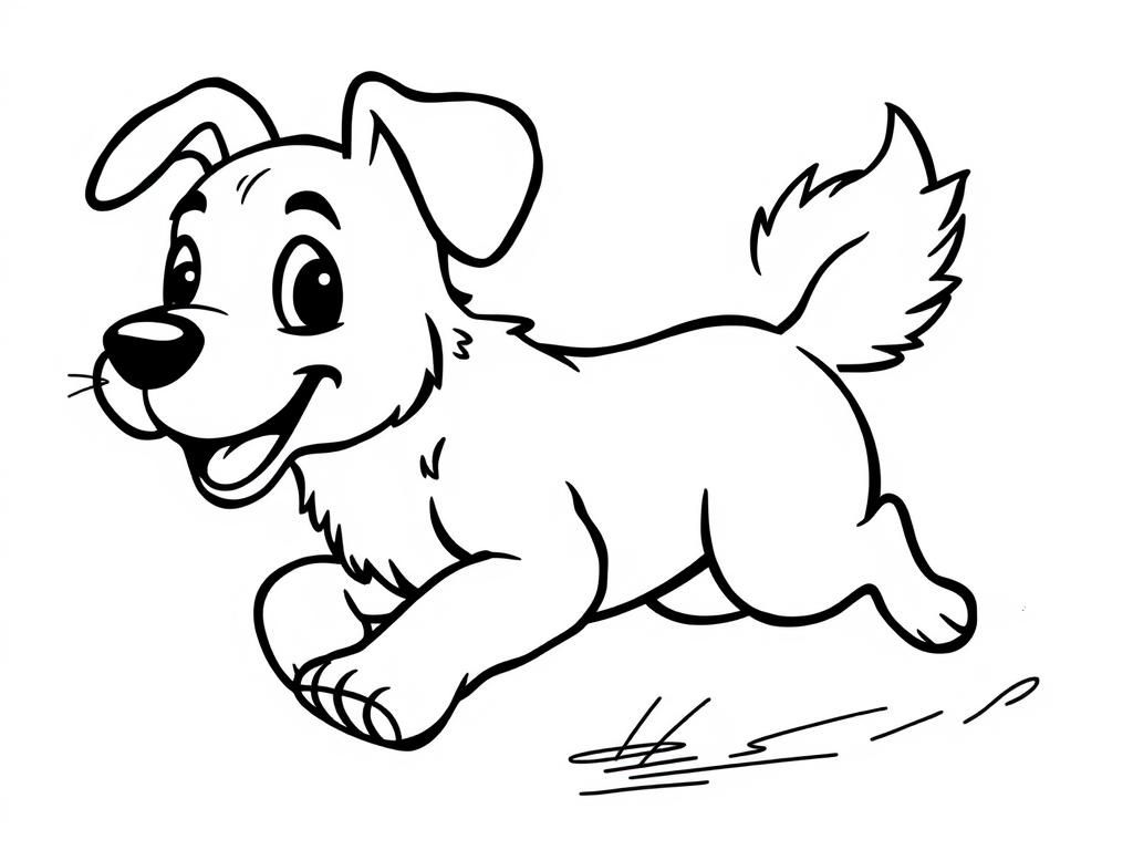 Kleurplaat van een blije hond