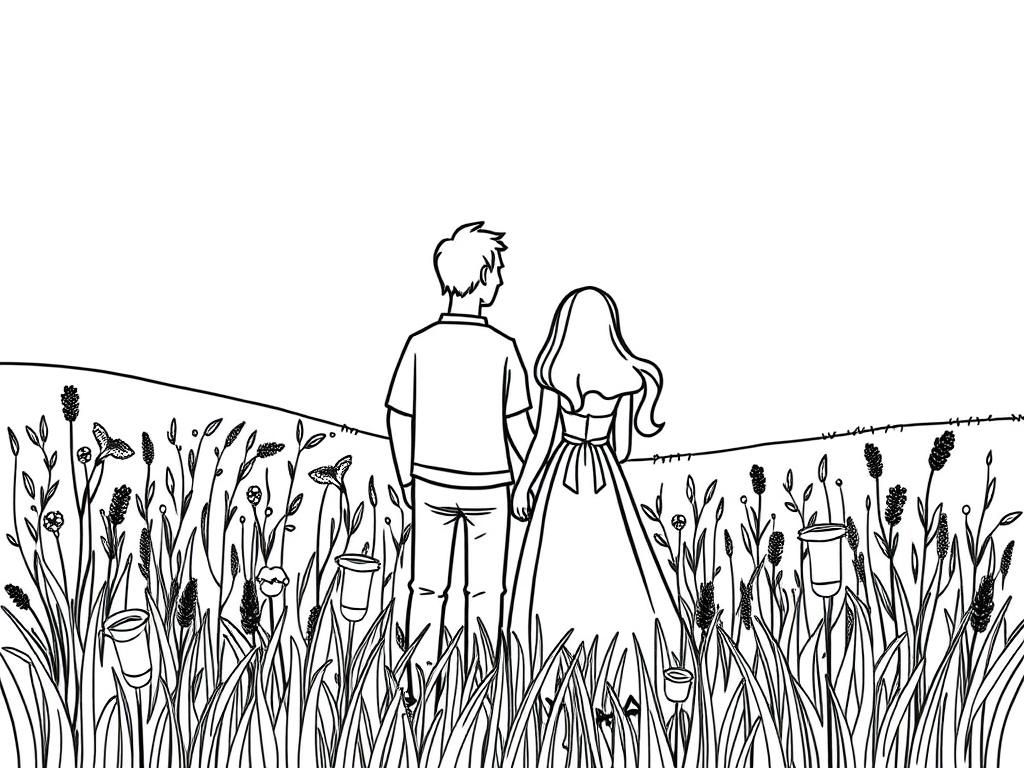 Preview of a sad husband and wife in a meadow