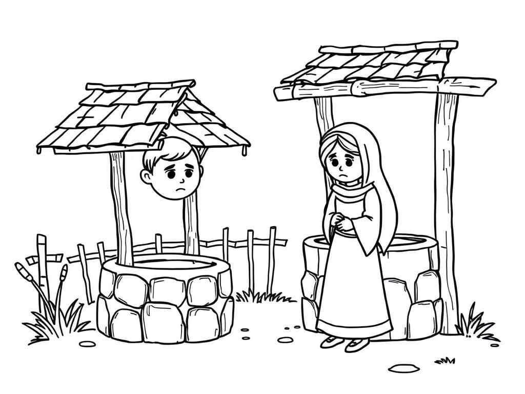 Preview of a sad husband and wife next to an old-style water well