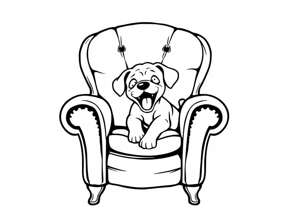 Preview of a scary armchair with fangs eating a puppy