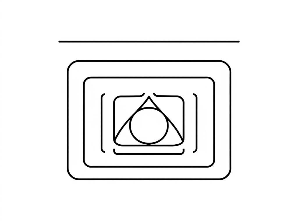 a set of nested geometries of rectangular triangular and circular shape