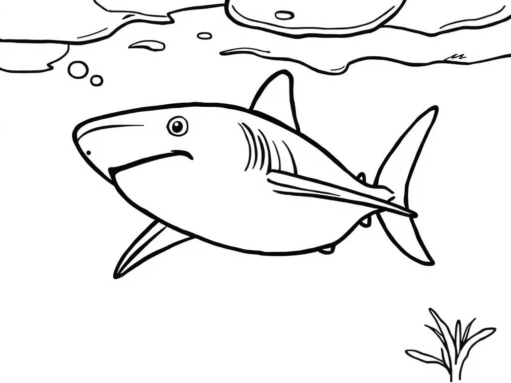 Kleurplaat van een zwemmende haai