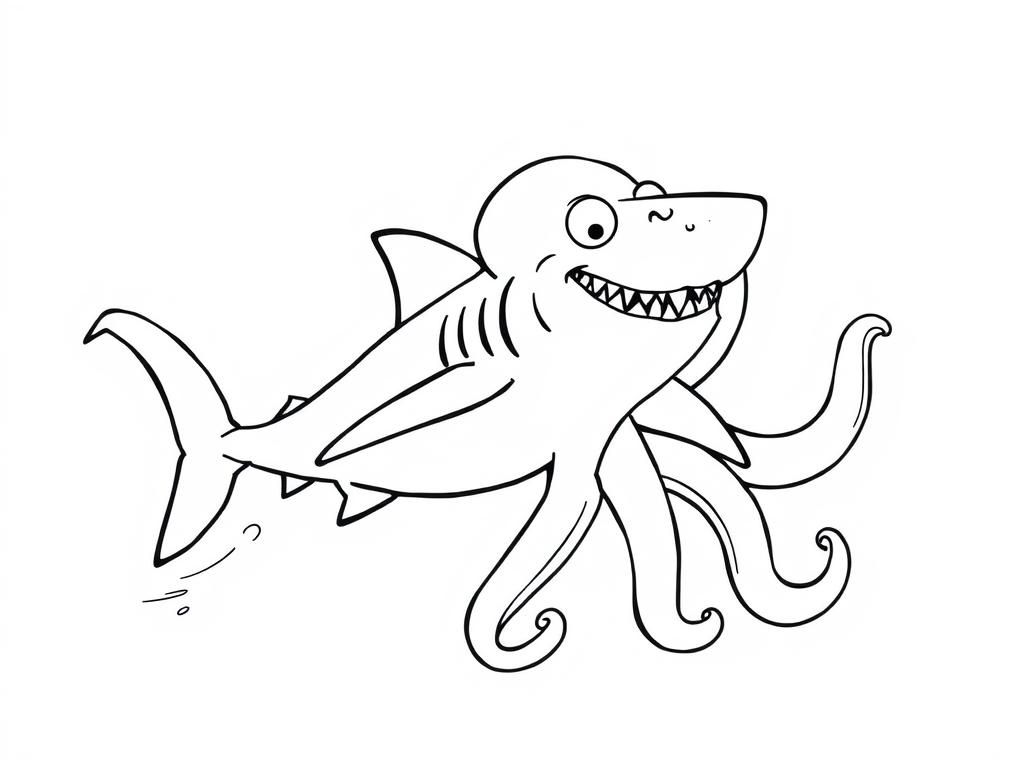 A shark racing an octopus