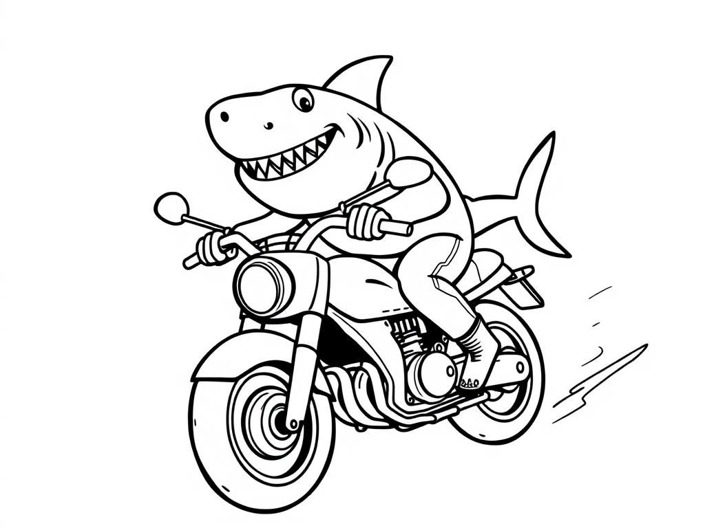 A shark riding a motorcicle